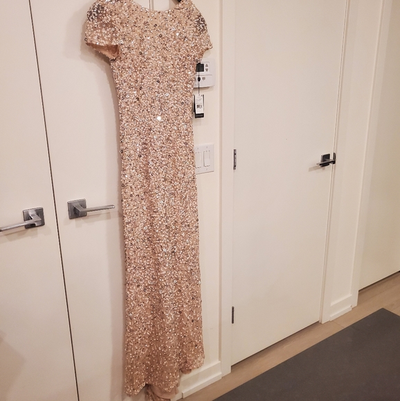 Brand New - Adrianna Papell Scoop Back Sequin Gown - Picture 1 of 6